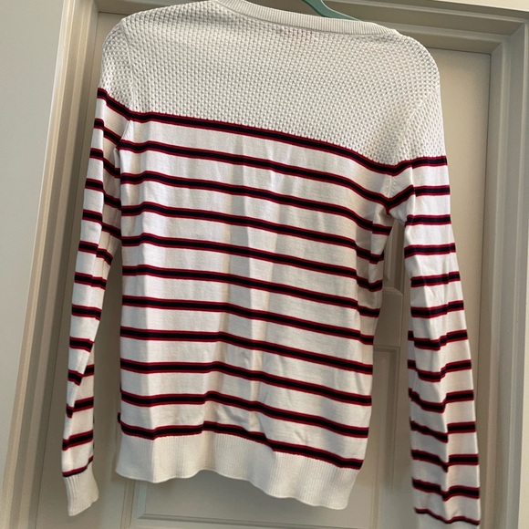 NWT Brooks Brothers Red Fleece Striped White, Red and navy Women's sweater - Picture 7 of 9